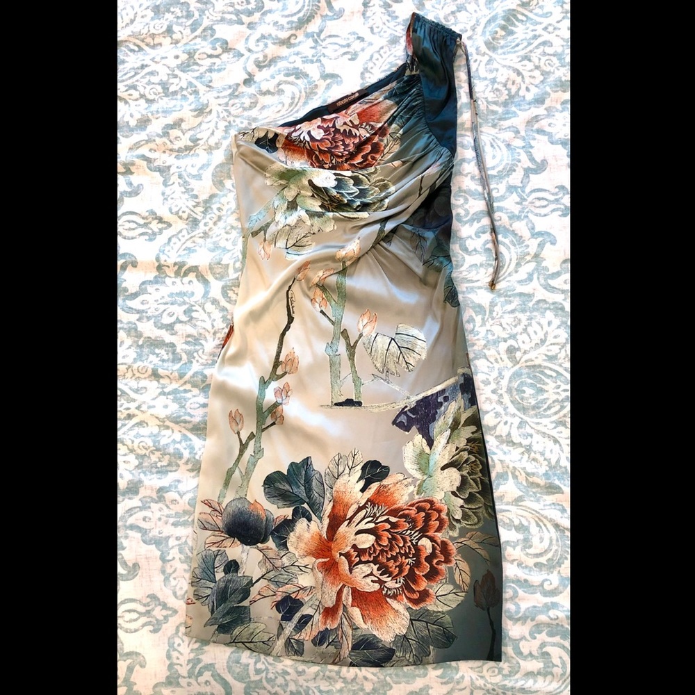 Roberto Cavalli Silk One Shoulder Dress NWOT Sz 4